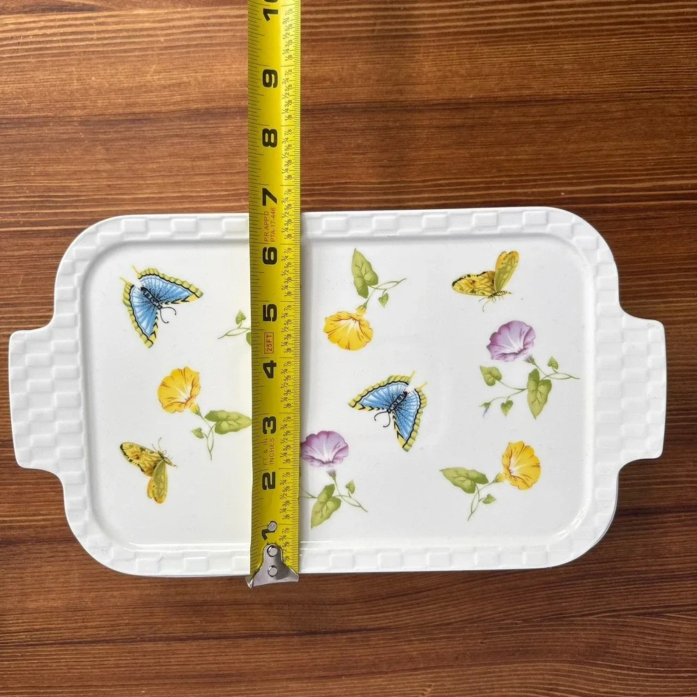 Grace's Pantry Butterfly Floral Porcelain Covered Casserole Baking Dish Lid